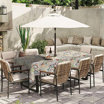 Outdoor Rectangle Tablecloth, 60×84 Inch Water Repellent Picnic Table Cover with Umbrella Hole Zipper for Patio Family Meal, Paisley Chilli