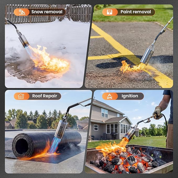 Propane Torch Weed Burner, 14FT Hose for Weeding,BBQ,Roof and Asphalt Work | High Output Propane Weed torch with Self Igniter and Turbo Trigger, 2-in-1 Two Modes Design