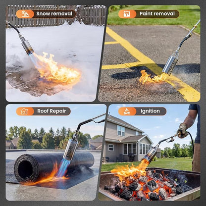 Propane Torch Weed Burner, 14FT Hose High Output Weed Torch with Self Igniter and Turbo Trigger, Heavy Duty Propane Weed torch for Weeding,Melting Snow,BBQ,Roof Asphalt Work
