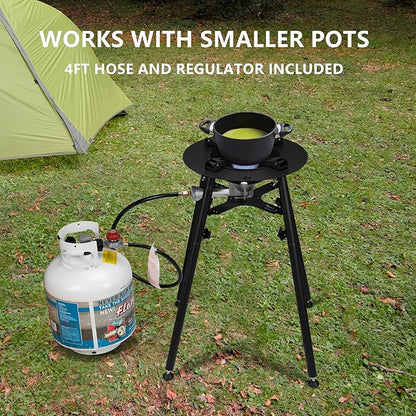 ONLYFIRE GRILLS Propane Paella Burner Stand Set with 21" Paella Pan, Outdoor Gas Stove Cooking Kit, Portable Gas Burner with Wok for Backyard Camping Tailgating RV, 4FT Hose, 60000BTU, GS300