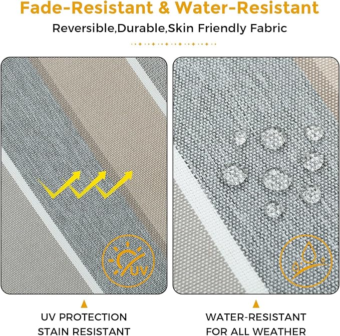 FUNHOME Outdoor Chair Cushions Set of 2,Patio Seat Cushion 17"x16"x2",U-Shaped Dining Chair Cushion 17 by 16 Inch,Water Resistant,Fade-Resistant Chair Pads for Kitchen Garden Furniture(Gray Stripe)
