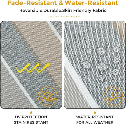 FUNHOME Outdoor Chair Cushions Set of 2,Patio Seat Cushion 17"x16"x2",U-Shaped Dining Chair Cushion 17 by 16 Inch,Water Resistant,Fade-Resistant Chair Pads for Kitchen Garden Furniture(Gray Stripe)
