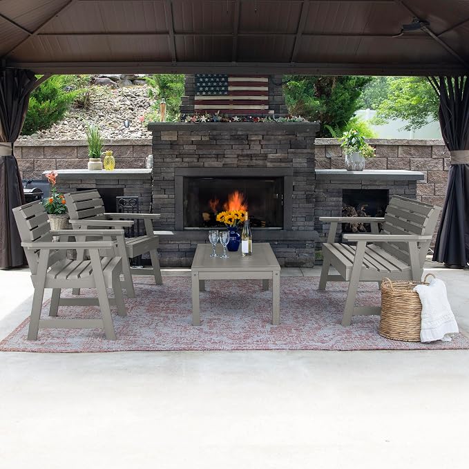 highwood Weatherly 4-Piece Garden Conversation Set, Harbor Gray