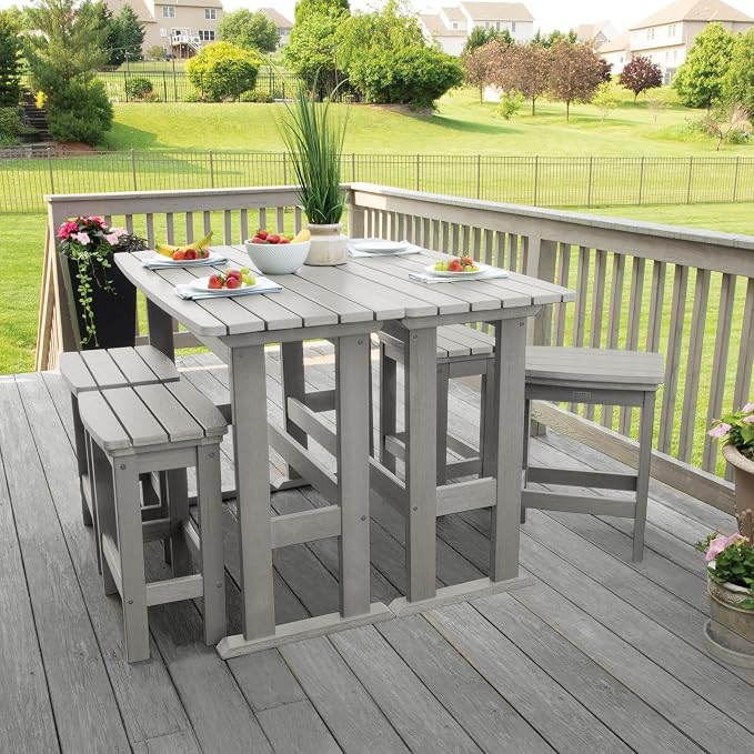 highwood Lehigh 6pc Counter Height Balcony Dining Set, Harbour Gray