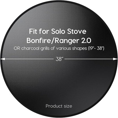 38" Fireproof Fire Pit Mat for Solo Stove Bonfire, 5-Layer Round Grill Mats for Outdoor Grill Deck Protector, Waterproof Pad for Solo Stove Accessories, BBQ Mat for Patio