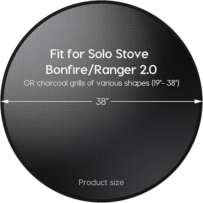 38" Fireproof Fire Pit Mat for Solo Stove Bonfire, 3-Layer Round Grill Mats for Outdoor Grill Deck Protector, Waterproof Pad for Solo Stove Accessories, BBQ Mat for Patio