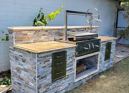 Built In Stainless Steel Outdoor Charcoal BBQ Parrilla Santa Maria / Argentine Grill Spit