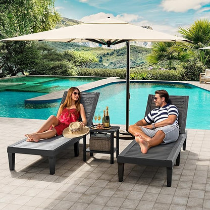 Outdoor Chaise Lounge Chair Set of 4,Lightweight Patio Chairs,Waterproof Lawn Chairs Lounge Outdoor,5-Positions Adjustable Pool Lounge Chair for Garden Beach Patio Poolside and Deck,Striped Black