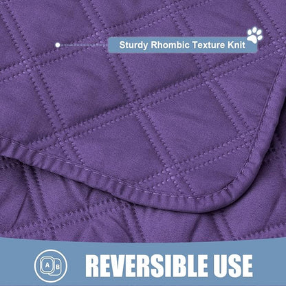 Smiry Waterproof Reversible Pet Couch Covers for Dogs | Pet Friendly, Soft Fabric, Washable Sofa Furniture Protector for Dogs Cat Kids, Checkered (30"x70", Purple/Purple)