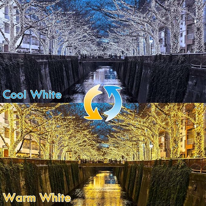66FT 200 LED Fairy Lights with Remote, Plug in Twinkle Light Outdoor Indoor | Warm White to Cool White, 10 Modes, Timer, Dimmable, Memory, Waterproof Color Changing String Lights for Christmas Decoration