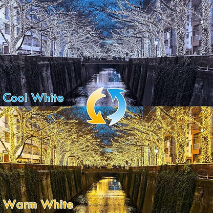 66FT 200 LED Fairy Lights with Remote, Plug in Twinkle Light Outdoor Indoor | Warm White to Cool White, 10 Modes, Timer, Dimmable, Memory, Waterproof Color Changing String Lights for Christmas Decoration