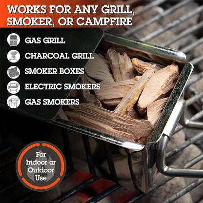 Camerons All Natural Apple Wood Chips for Smoker - 260 Cu. In. Bag, Approx 2 Pounds- Kiln Dried Coarse Cut BBQ Grill Wood Chips for Smoking Meats - Barbecue Smoker Accessories - Grilling Gifts for Men