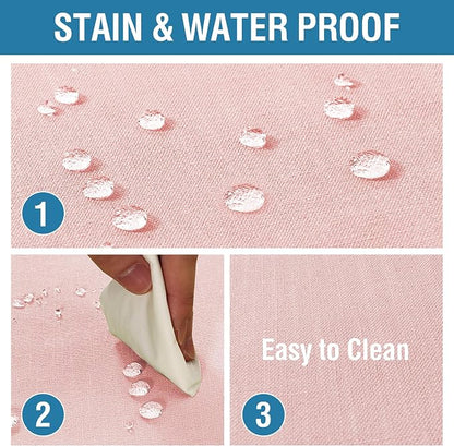 H.VERSAILTEX Linen Textured Table Cloths 54 x 70 Inch Premium Solid Tablecloth Spill-Proof Waterproof Table Cover for Dining Buffet Feature Extra Soft and Thick Fabric Wrinkle Free, Baby Pink