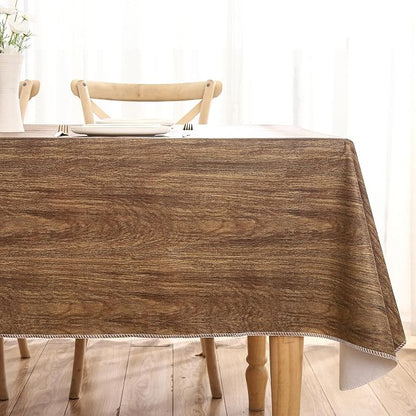 Walrus Heavy Duty Vinyl Tablecloth with Flannel Backing Waterproof Oil-Proof Plastic Table Cloth Stain-Resistant Wipeable Rectangle or Square Table Cover for Indoor and Outdoor (Wood, 60X102 Inch)