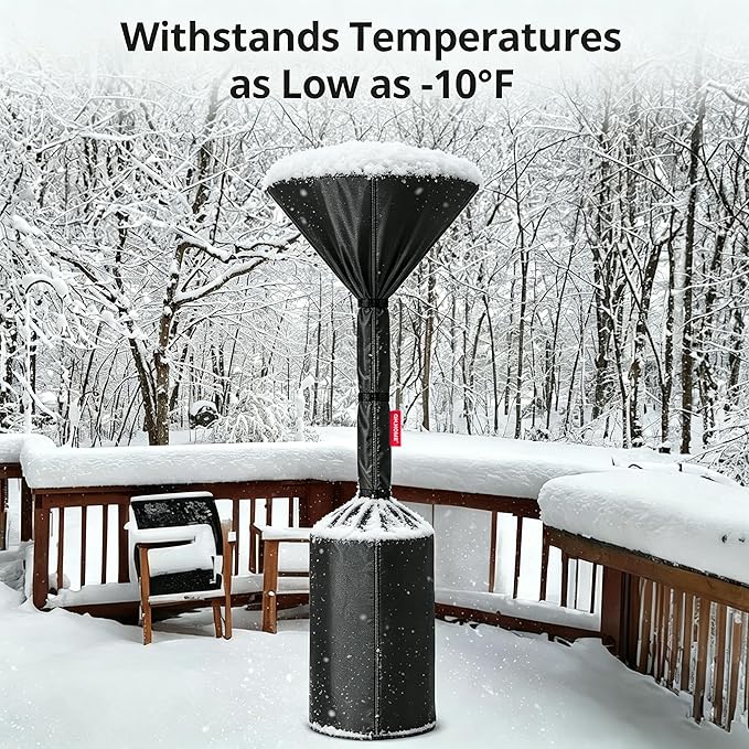 QH.HOME 2 Packs Patio Heater Covers, [2026 Upgraded Tear-Resistant Fabric] Waterproof with Robust Zipper,Dustproof/Wind/Sunlight/Snow-Resistant,(2 Pack-89"H x 33"D x 19"B ,Black)