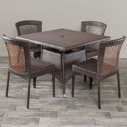 Christopher Knight Home Watkins Outdoor Wicker Dining Set, 5-Pcs Set, Multibrown