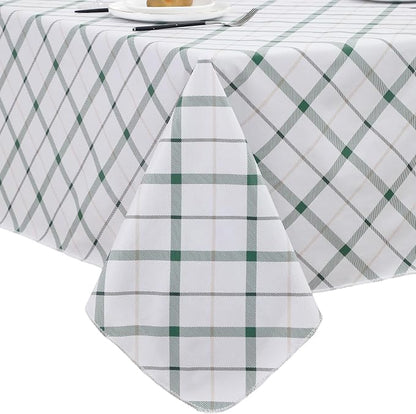 Heavy Duty Vinyl Tablecloth with Flannel Backing Waterproof Oil-Proof Plastic Table Cloth Stain-Resistant Wipeable Rectangle or Square Table Cover for Indoor and Outdoor (Green Plaid,60x84 Inch)
