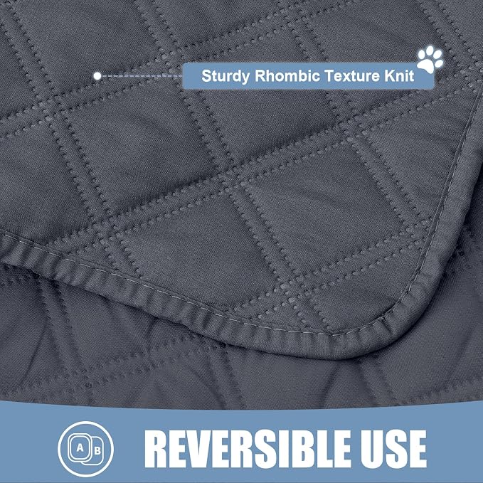 Smiry Waterproof Reversible Pet Couch Covers for Dogs | Pet Friendly, Soft Fabric, Washable Sofa Furniture Protector for Dogs Cat Kids, Checkered (40"x90", Dark Grey/Dark Grey)