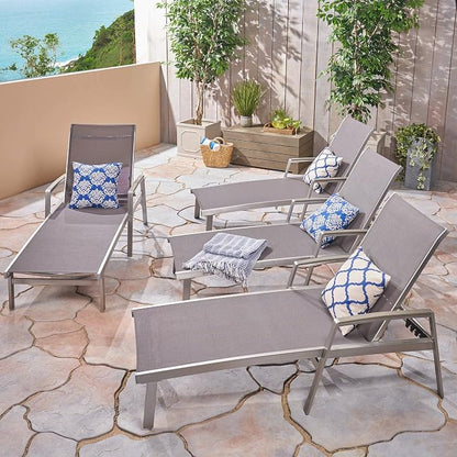 Christopher Knight Home Joy Outdoor Mesh and Aluminum Chaise Lounge (Set of 4), Gray