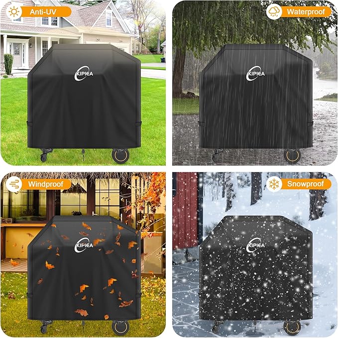 Kipiea Heavy Duty Grill Cover for Traeger Timberline 850, 600D Oxford Fabric Wood Pellet Smoker Covers Waterproof & Windproof, Pellet BBQ Grill Cover for Outside Anti-UV, No Tear, No Fading