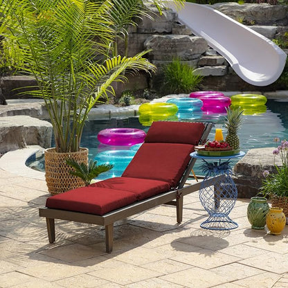 Arden Outdoor Chaise Cushion, 22 x 77, Rain-Proof, Fade Resistant Ruby Red Leala | Lounge Cushion, Rain-Proof, Fade Resistant, Mold and Mildew Resistant