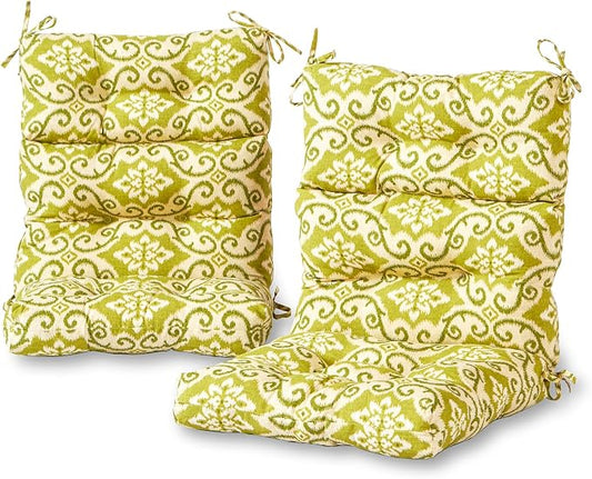 Greendale Home Fashions Outdoor 44 x 22-inch High Back Chair Cushion, Set of 2, Avocado 2 Count