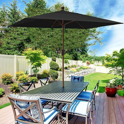 EliteShade USA 10-Year-Non-Fading 6.5x10Ft Rectangular Market Patio Umbrella, UPF 50+ UV Protection Performance Sun Umbrella, Heavy Duty Commercial Grade Outdoor Table Umbrella with Crank, Windproof Vented Top for Garden, Pool, Deck and Outdoor Playset...
