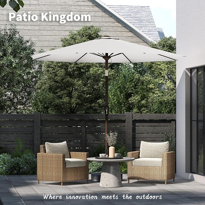 PatioKingdom 11FT Patio Umbrella,Outdoor Umbrella with Push Button Tilt and Crank,Market Table Umbrella with 8 Sturdy Fiberglass Ribs UV Protection