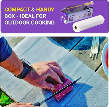 Disposable Plastic Cutting Board Sheets for BBQ & Camping - Large Flexible Chopping Boards - Cutting Mats for Kitchen and Outdoor 32'