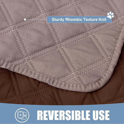 Smiry Waterproof Reversible Pet Couch Covers for Dogs | Pet Friendly, Soft Fabric, Washable Sofa Furniture Protector for Dogs Cat Kids, Checkered (30"x70", Greyish Brown/Brown)