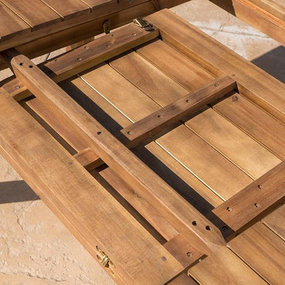Christopher Knight Home Wilson Outdoor Expandable Acacia Wood Dining Table , Teak Finish