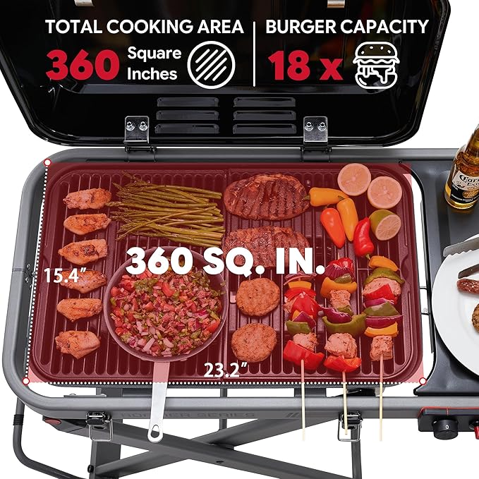 Feasto Propane Gas Grill with Foldable Cart & Heavy-Duty Build, All-Terrain Large Wheels for Easy Moving, BBQ Grill for Outdoor Cooking, Backyard, Camping & Tailgating