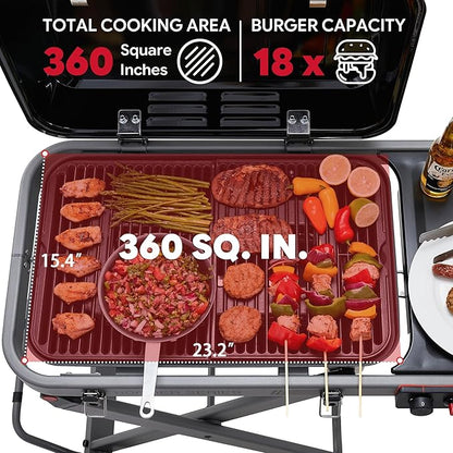 Feasto Propane Gas Grill with Foldable Cart & Heavy-Duty Build, All-Terrain Large Wheels for Easy Moving, BBQ Grill for Outdoor Cooking, Backyard, Camping & Tailgating