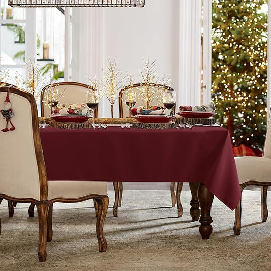 sancua Rectangle Tablecloth - 54 x 120 Inch - Stain and Wrinkle Resistant Washable Polyester Table Cloth, Decorative Fabric Table Cover for Dining Tables, Buffet Parties and Camping, Burgundy