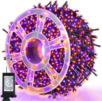weillsnow 500 LED Halloween Lights Outdoor,164 FT Twinkle Lights Waterproof | Purple&Orange, 8 Modes, Plug in, Timer & Memory Function, for Halloween Party Garden and Home Decor, Indoor&Outdoor Use
