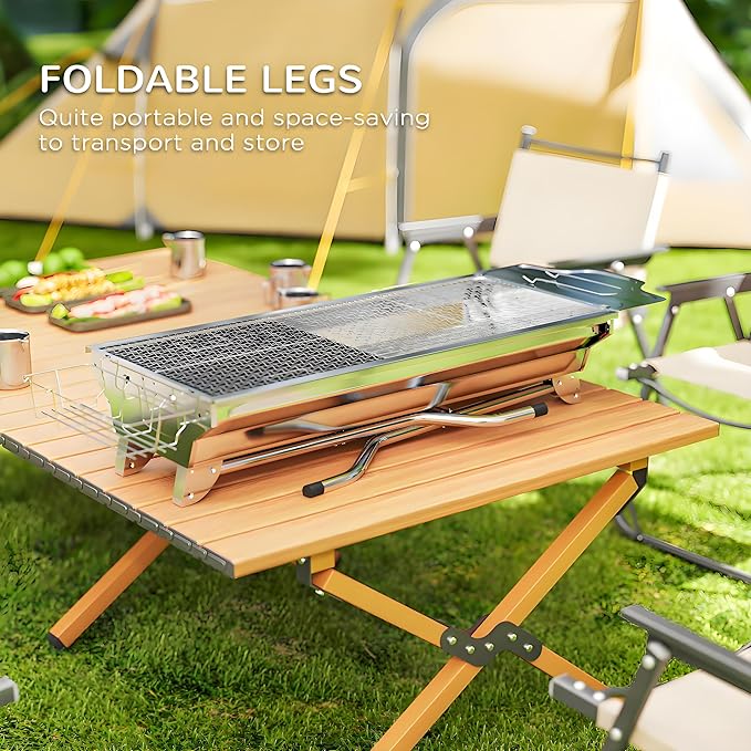 Folding Charcoal BBQ Grill, Portable Charcoal Barbecue Grill for Camping, Picnic