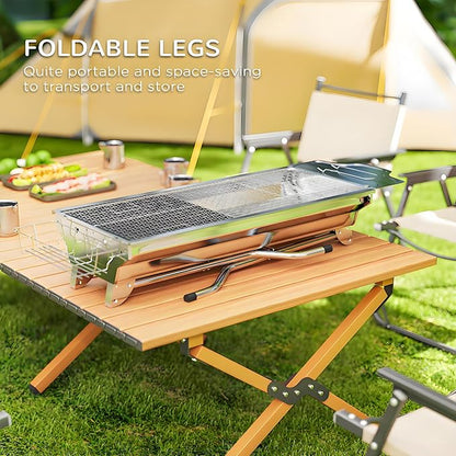Folding Charcoal BBQ Grill, Portable Charcoal Barbecue Grill for Camping, Picnic