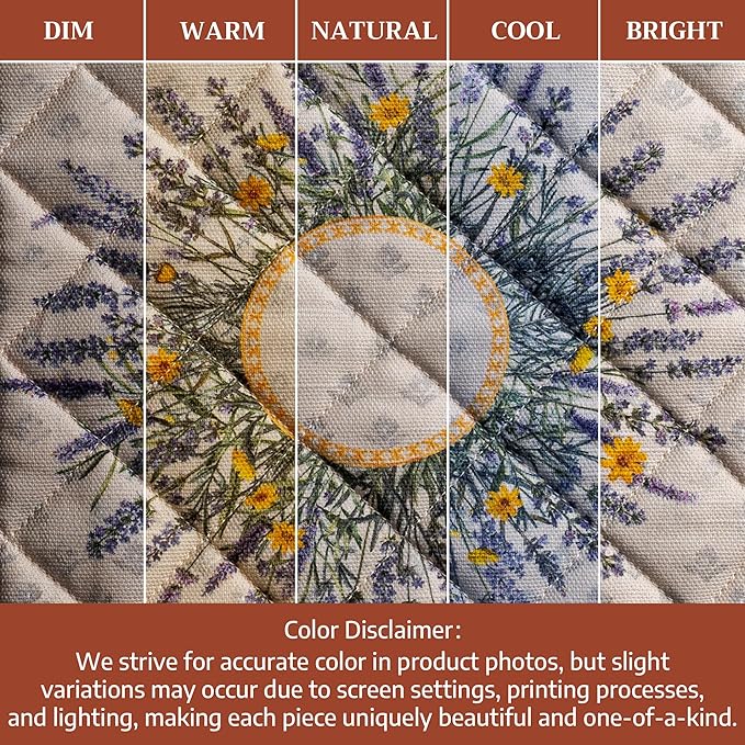 Maison d' Hermine Pot Holders 100% Cotton Heat Resistant Potholders 8" x 8" Hot Pads with Loop BBQ Cooking Baking Hotel Farmhouse Kitchen Handling Hot Pans Spring Summer (Pack of 1, Fanny Lavender)