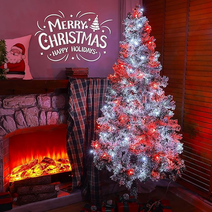 Hopolon 33FT 100 Led String Lights Indoor Outdoor,Red and White Christmas Lights Clear Wire,Connectable Waterproof Twinkle Fairy Light Plug in for Tree Valentines Day Bedroom Wedding,100 LED,Red White