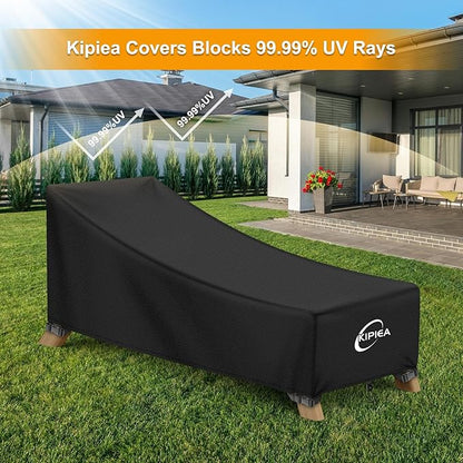 Kipiea Waterproof Patio Lounge Chair Covers for Outdoor Furniture, Heavy Duty Outdoor Chaise Lounge Cover with Anti UV and No Tears, No Fading (78"D x 34"W x 32"H)