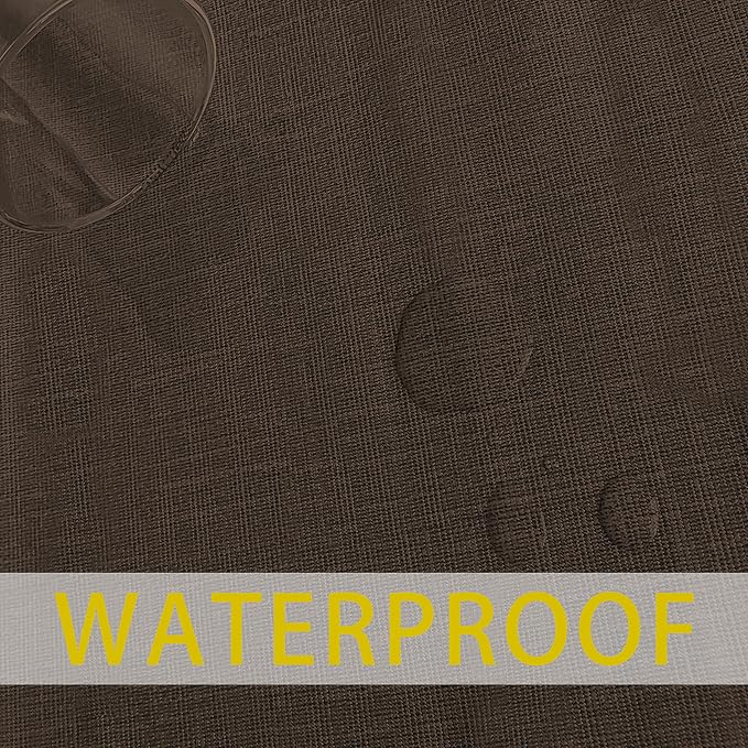 sancua Waterproof Rectangle Vinyl Tablecloth Table Cloth 54x78 Inch, Coffee | 100% Oil Spill Proof, PVC Material, Wipe Clean Table Cover for Dining Tables, Buffet Parties and Camping