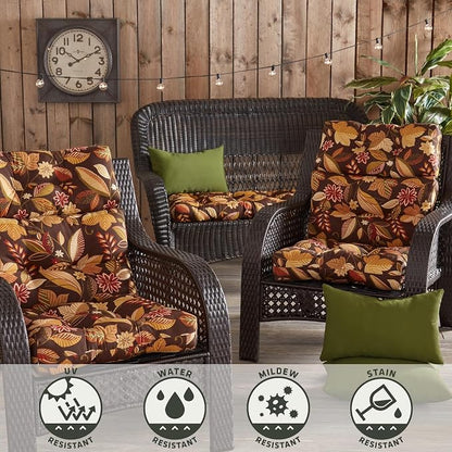Greendale Home Fashions Outdoor 44 x 22-inch High Back Chair Cushion, Set of 1, Russet Floral