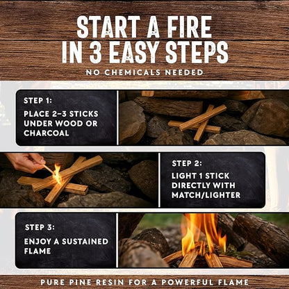 2lb Fatwood Fire Starter Sticks | 100% Natural Fire Starters for Campfires, Firepit, Wood Stoves, Fireplaces, BBQ | Start a Fire w/Just 2 Sticks | Camping Essentials by Billy Buckskin (2lb Bag)