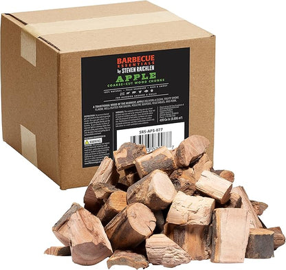 Steven Raichlen All Natural Apple Wood Chunks for Smoking -420 Cu In Box or Bag, Approx 5 Lbs - Kiln Dried Large Cut BBQ Wood Chips for Smoker -Barbecue Chunks for Smoked Meat - Grilling Gifts for Men