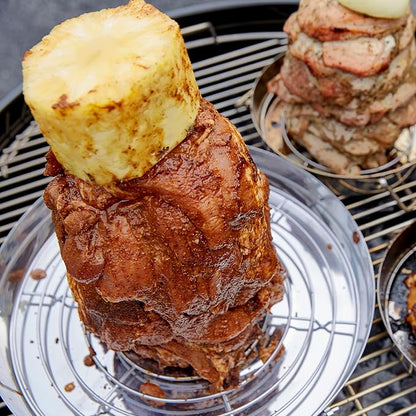 Mr. Bar-B-Q Extra Large Vertical Griller Powered by Trompo King | For Tacos Al Pastor, Shawarma, Kebabs, Gyro, Vertical Stand with 3 Sized Spikes