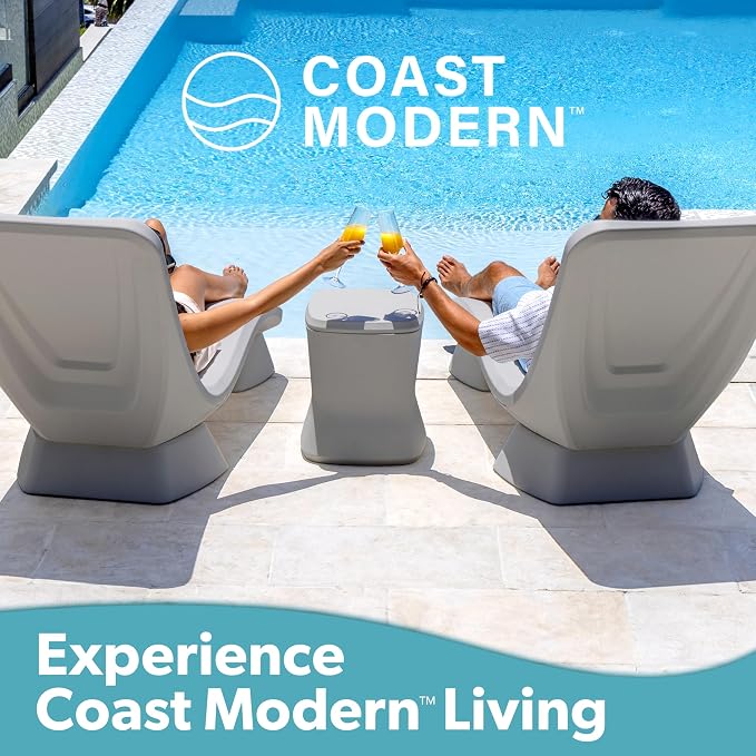 Coast Modern in Pool Lounge Chair - Waterproof & Weighted Chaise Lounger - Outdoor Pool Furniture for Patio or in Baja Shelf - Gray