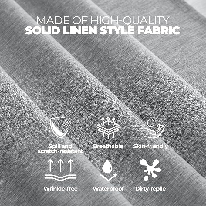 Decorelia Waterproof Round Tablecloth for Round Dining Table, Decorative Rustic Soft Wipeable Table Cloths Cover Indoor Outdoor Use for Holiday,Wedding, Kitchen (70 Inch,Round (4-6 Seats),Cool Grey)
