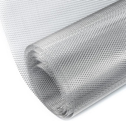 AggAuto Universal 170"x40" Car Grill Mesh 6x12mm Rhombic Hole Silver | Aluminum Alloy Automotive Grille Insert Bumper, One of the Most Multifunctional Shape Grids