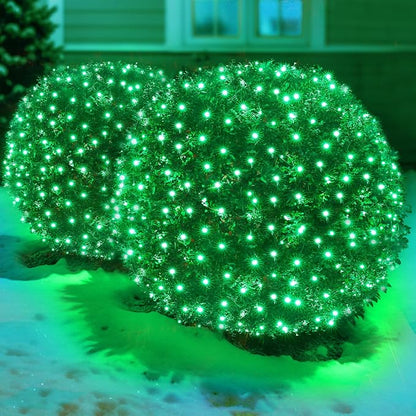 Led Green Christmas Net Lights Outdoor Christmas Bushes Lights 120Led 6ftx5ft, Connectable Outdoor Indoor Mesh Net Lighting for Xmas Holiday, Garden, Lawn, Shrubs, Trees, Bushes Decorations