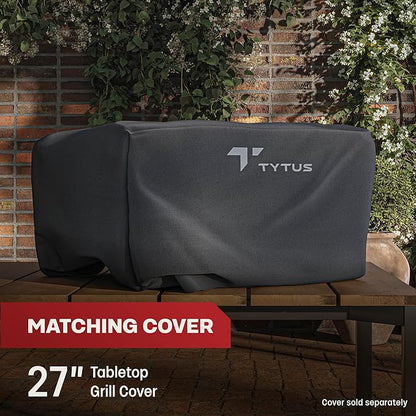 TYTUS Tabletop Pellet Smoker with 285 Sq. In Cooking Area between Main & Warming Rack, Digital Temp Dial, Electric Start with Porcelain Enameled Steel Grates, Portable & Compatible with Prep Cart
